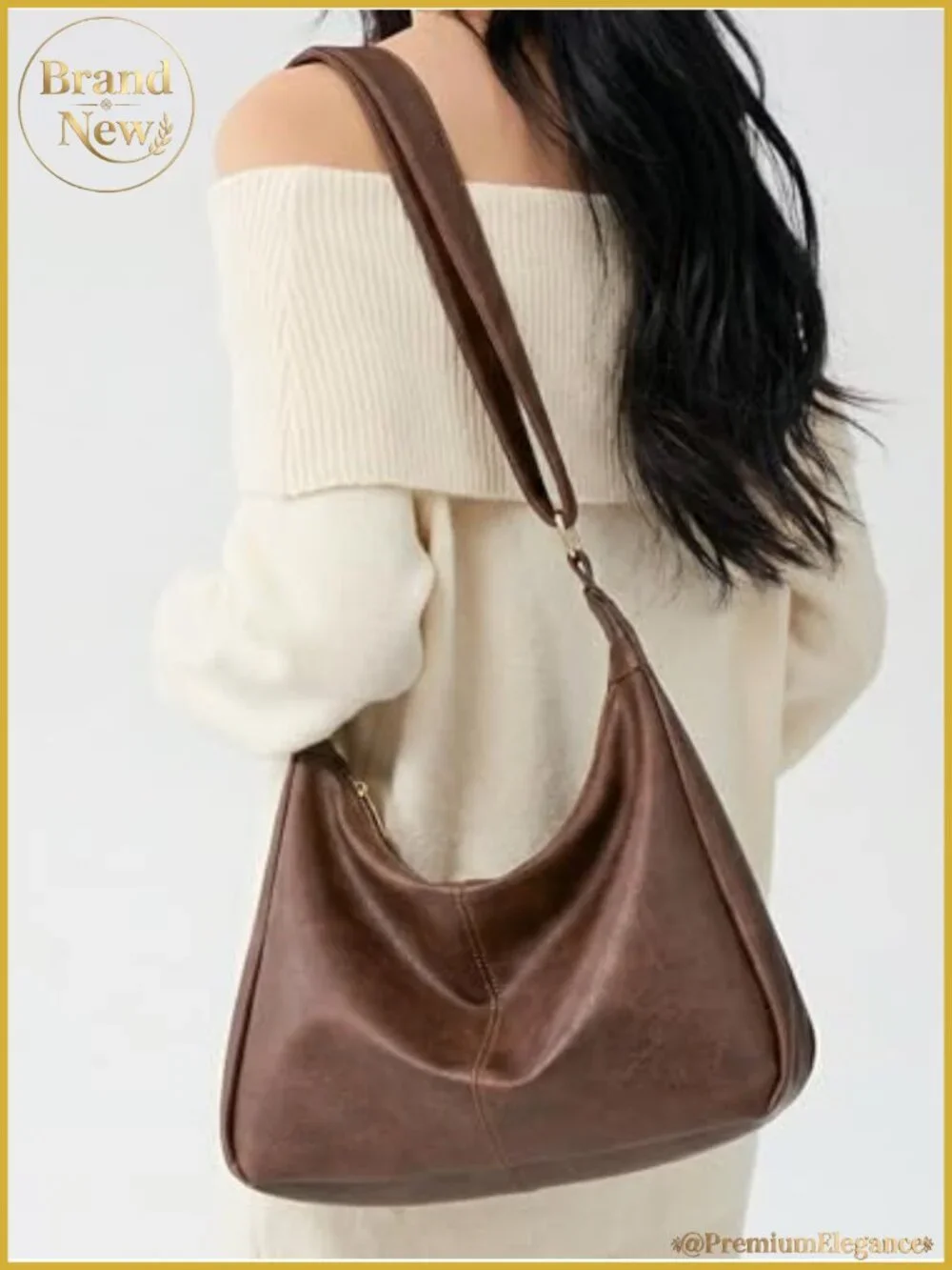 Soft Vegan Leather Slouchy Shoulder Bag Women Hobo Purse